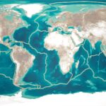 A map of the world with a line drawn on it.