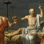 A painting of two men and one woman.