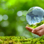A person holding their hand out with a globe in it.