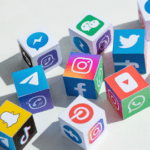 A bunch of social media icons on top of each other